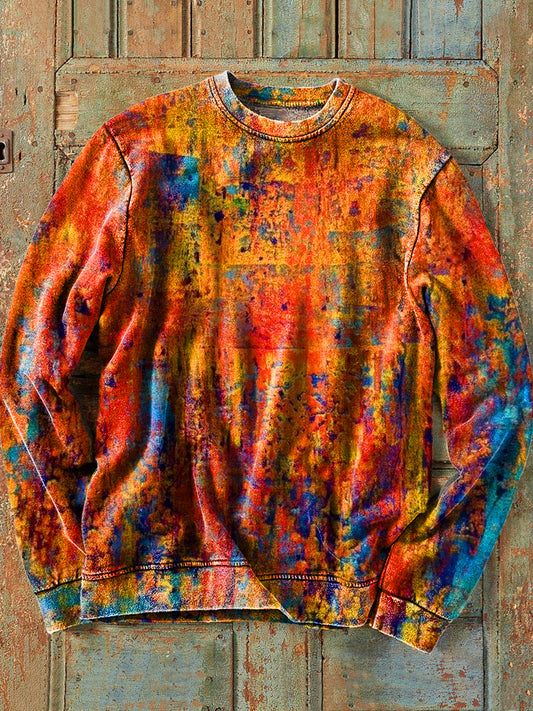 Mäns Vintage Abstrakt färgglada bläck Splash konst print besättning nack Sweatshirt